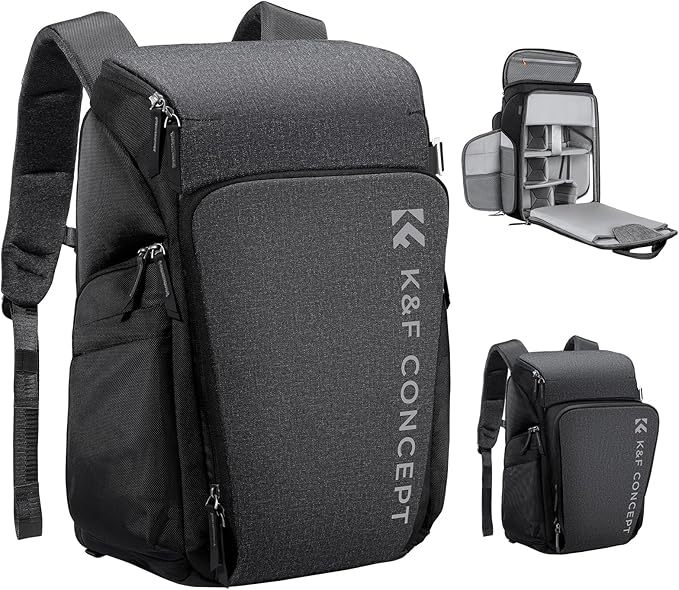 [K&F Concept] カメラバッグ カメラバックパック カメラリュック 25L 大容量 おしゃれ 2気室 多機能 男女兼用 一眼レフバック 容量拡張可 一眼レフ/16インチPC/三脚収納可 旅行/登り/出張/アウトドア撮影バックパック