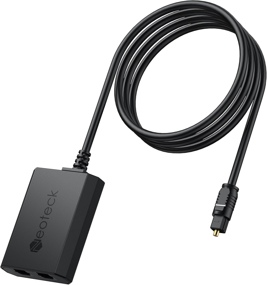 Neoteck 光デジタル 分配器 1入力2出力 LPCM2.0 DTS Dolby-AC3に対応 PS3/ STB/Xbox VHS/VCR/Blue-Ray DVDプレーヤー/HDTV/パワーアンプなどに対応 光ケーブル内蔵 日本語説明書付き