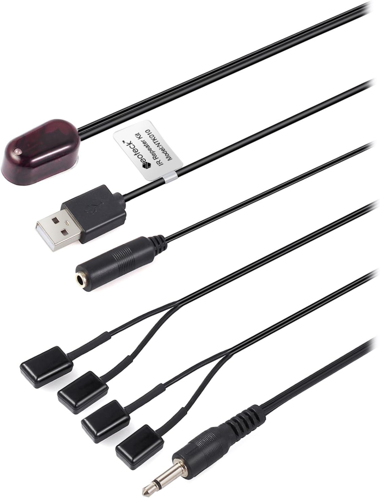 Neoteck 赤外線リモコリピーター リモコベンダー 1接収4発信 高感度 USBケーブル付き 四つの赤外発光ヘッド (1受信4発信)