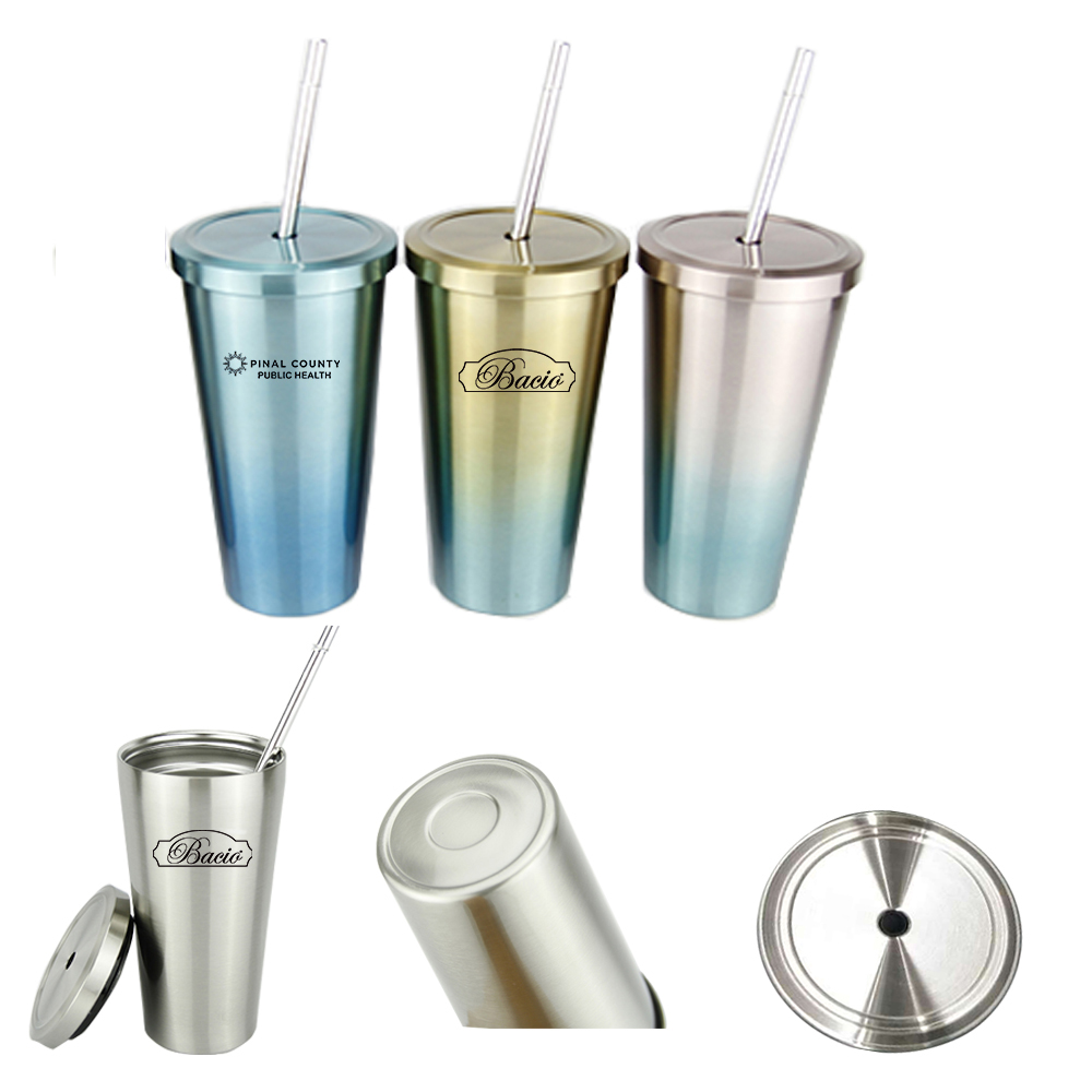 16oz Stainless Steel Cup with Lid and Straw,Drinkware