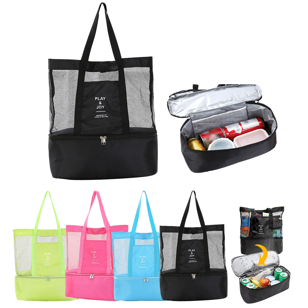 Mesh Beach Tote Bag with Detachable Beach Cooler,Bags