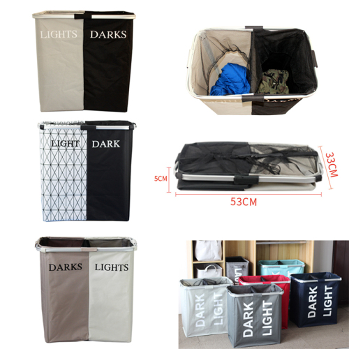 Collapsible Laundry Hamper Basket w/ 2 Sections,Bags