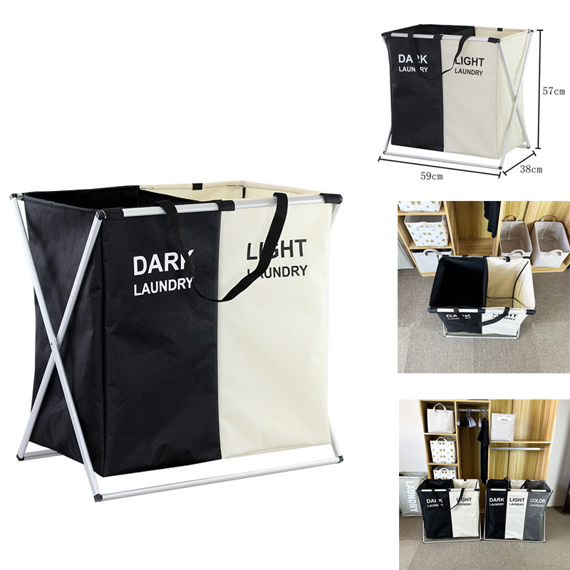 XFrame Large Capacity Laundry Hampers Basket w/ 2 Sections,Bags