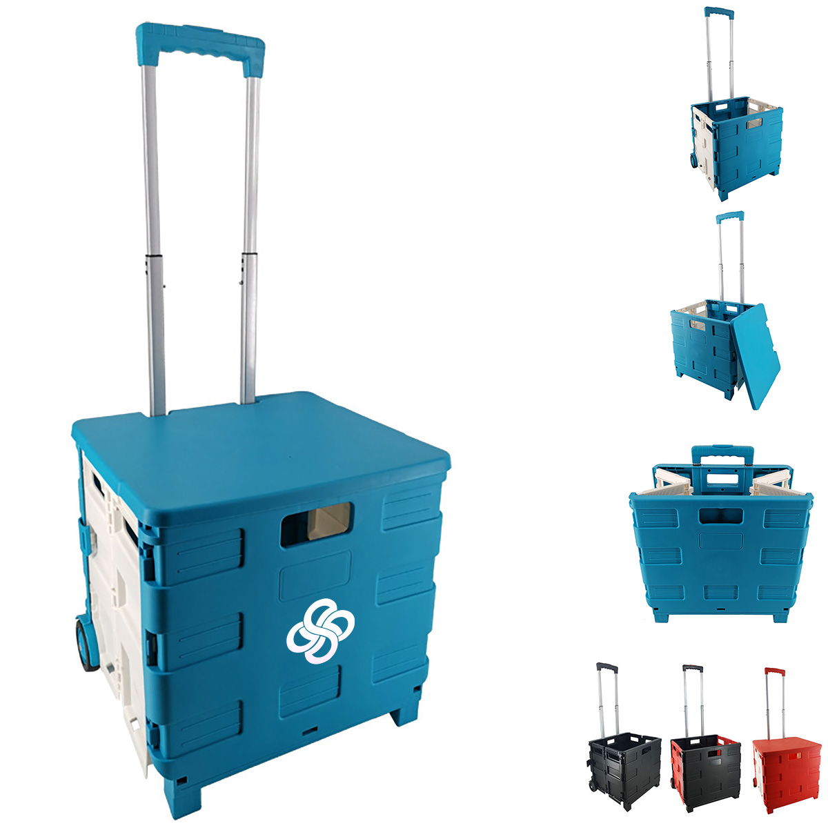 45L Folding Shopping Cart with Lid,Bags
