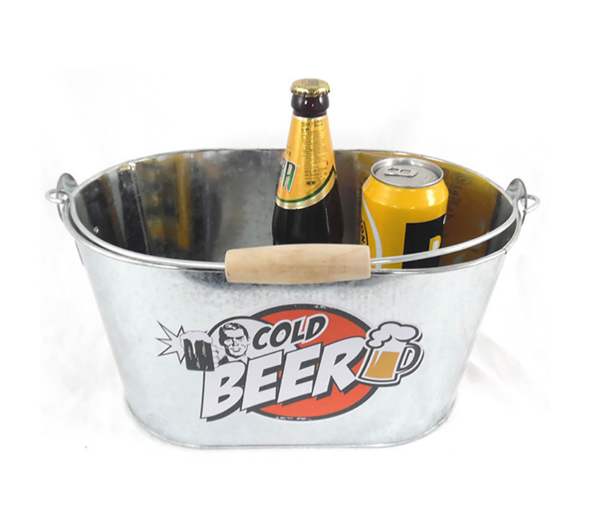 10 Qt Galvanized Metal Ice Bucket w/Bottle Opener,Drinkware