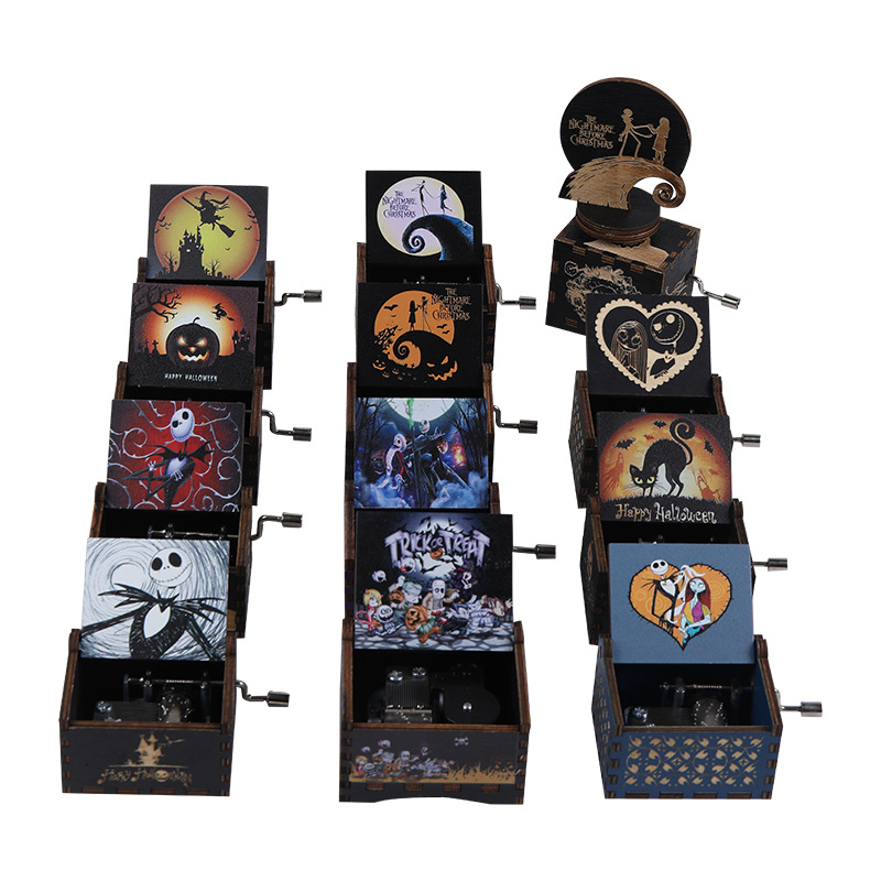 Wooden Handcranked Halloween Music Box,Games & Toys & Stress Relievers