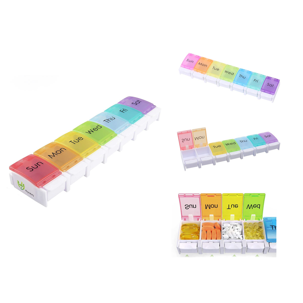 Weekly Rainbow Push Button Pill Case,Health & Protection