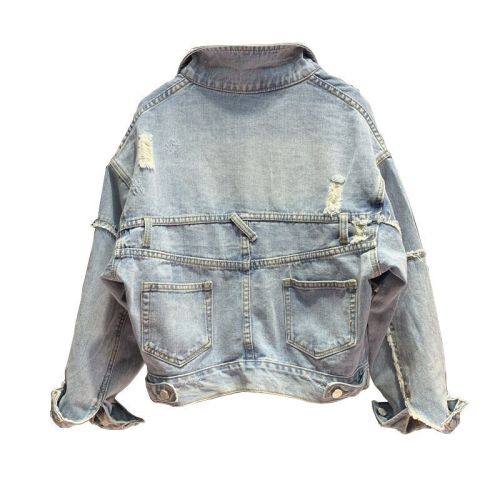 American retro denim lapel casual top trend versatile work jacket