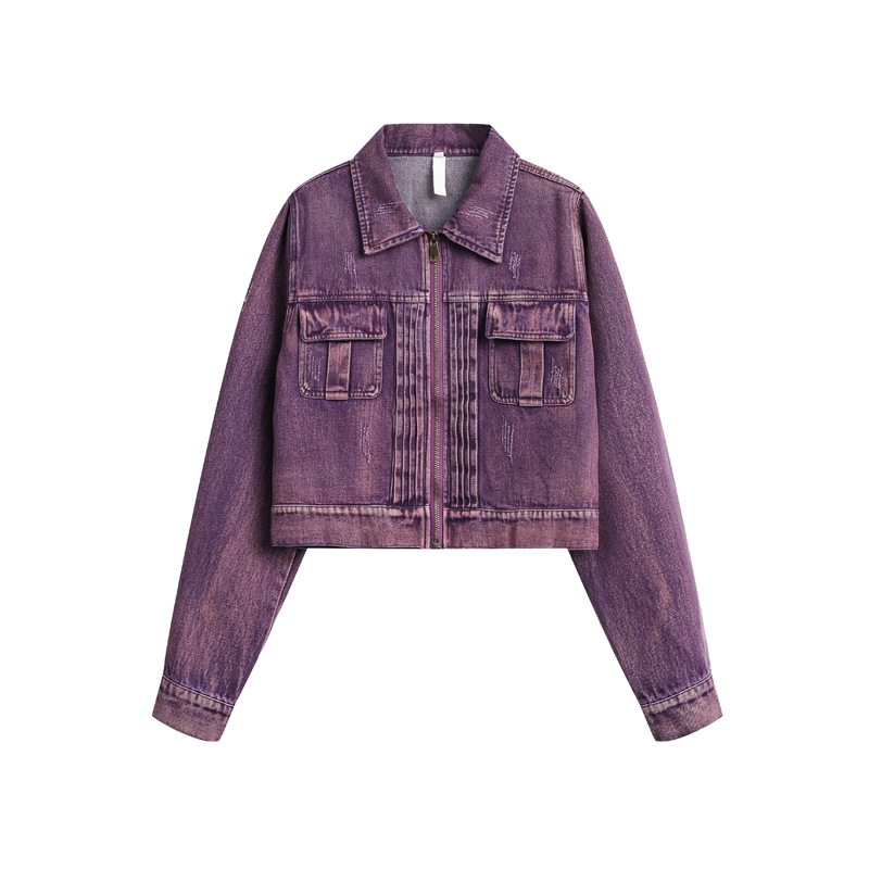 Casual loose fitting fashionable denim jacket