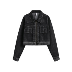 Casual loose fitting fashionable denim jacket