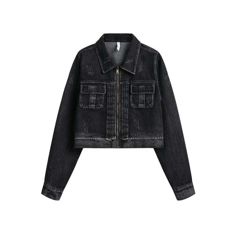 Casual loose fitting fashionable denim jacket