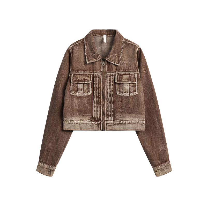 Casual loose fitting fashionable denim jacket