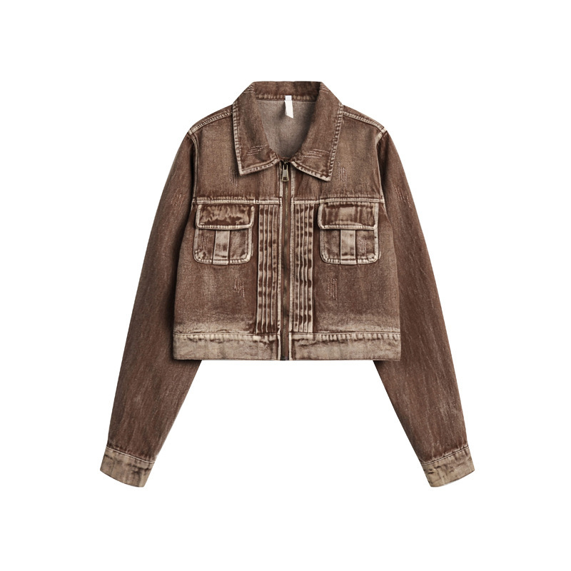 Casual loose fitting fashionable denim jacket