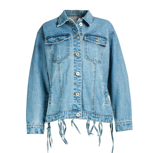 Casual loose fitting fashionable denim jacket
