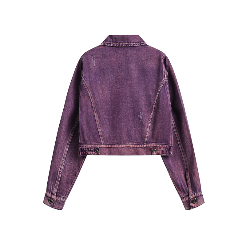 Casual loose fitting fashionable denim jacket