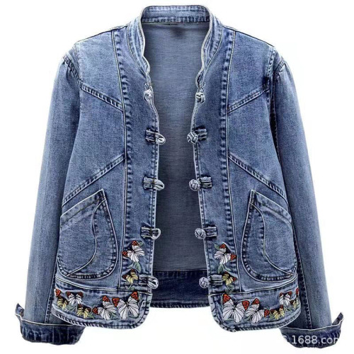 Casual loose fitting fashionable denim jacket