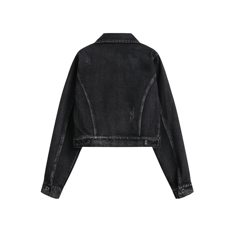 Casual loose fitting fashionable denim jacket