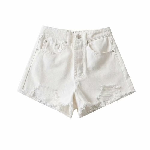 rinted cuffed holes and sexy printed jeans shorts