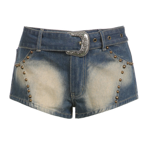 European and American Summer New Cross border High Waist Ragged Denim Shorts