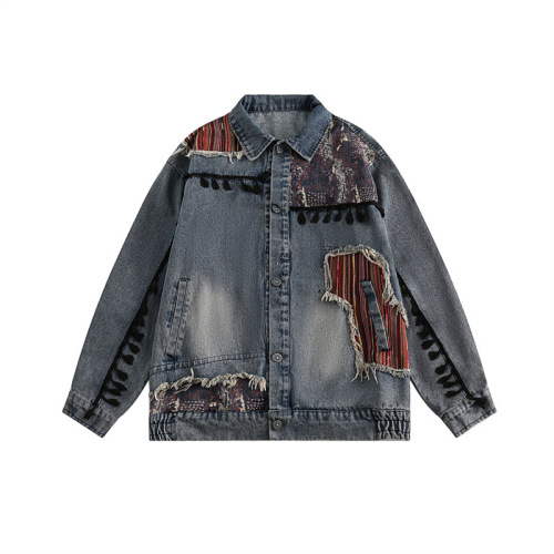 Casual loose fitting fashionable denim jacket