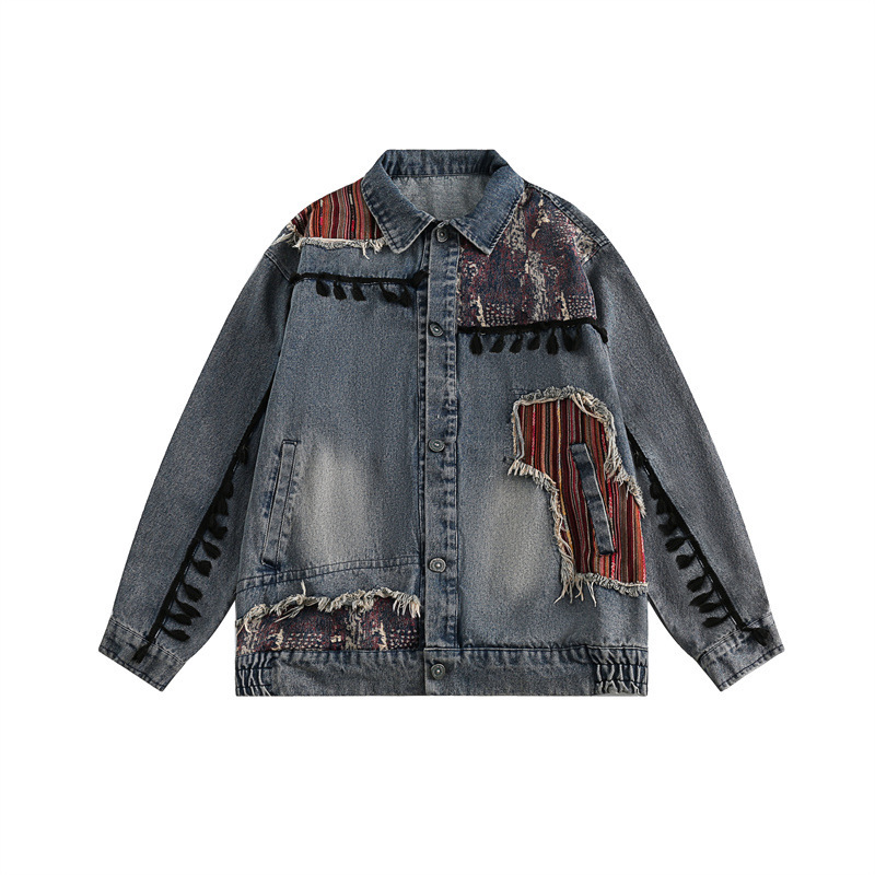 Casual loose fitting fashionable denim jacket