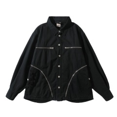 Casual loose fitting fashionable denim jacket
