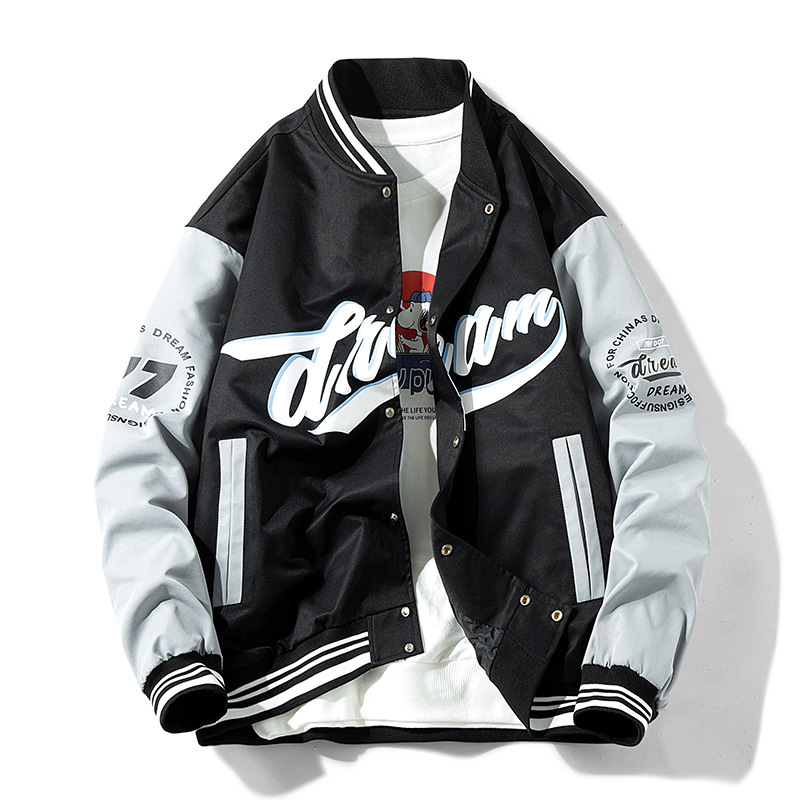 Casual loose fitting fashionable baseball jacket