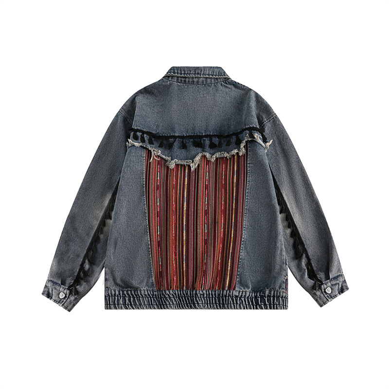 Casual loose fitting fashionable denim jacket