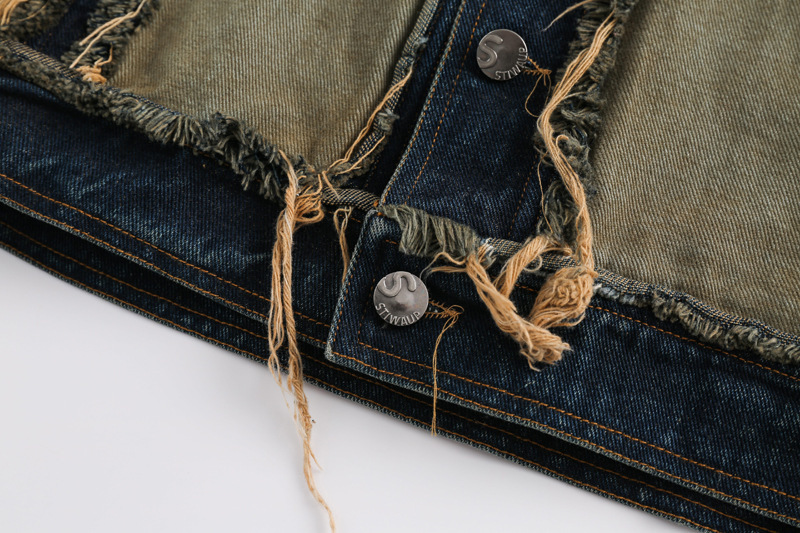American retro denim lapel casual top trend versatile work jacket