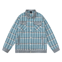 American retro denim lapel casual top trend versatile work jacket