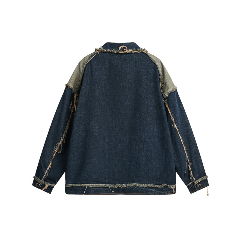 American retro denim lapel casual top trend versatile work jacket