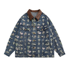 American retro denim lapel casual top trend versatile work jacket