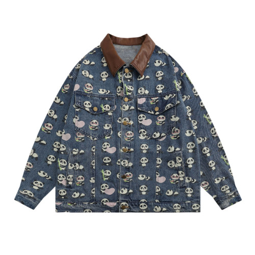 American retro denim lapel casual top trend versatile work jacket