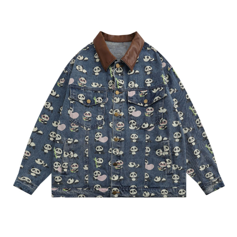 American retro denim lapel casual top trend versatile work jacket