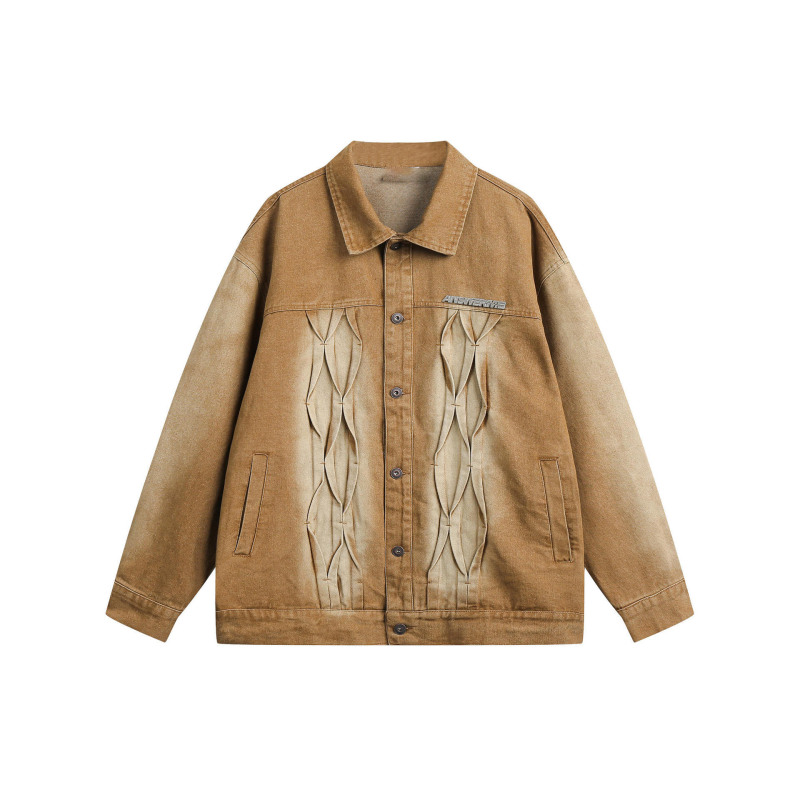 American retro denim lapel casual top trend versatile work jacket