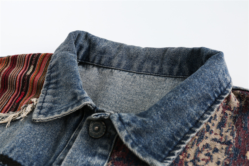 Casual loose fitting fashionable denim jacket