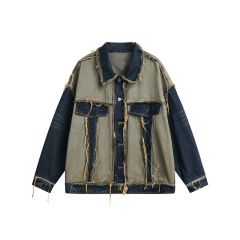 American retro denim lapel casual top trend versatile work jacket