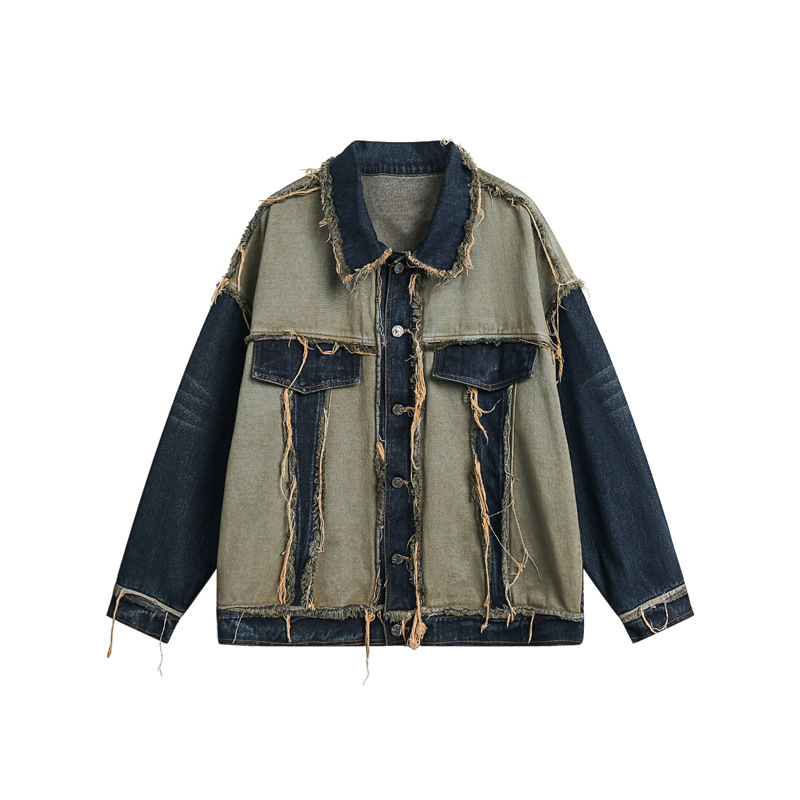 American retro denim lapel casual top trend versatile work jacket