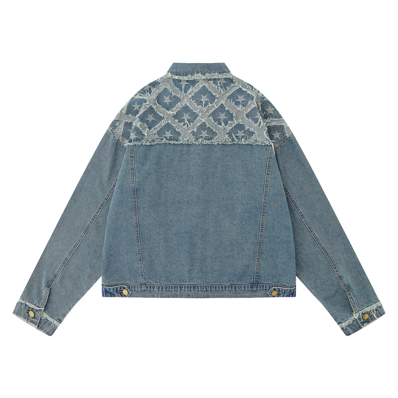 American retro denim lapel casual top trend versatile work jacket