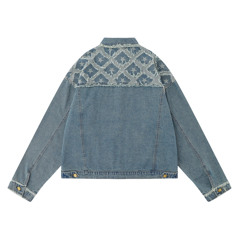 American retro denim lapel casual top trend versatile work jacket