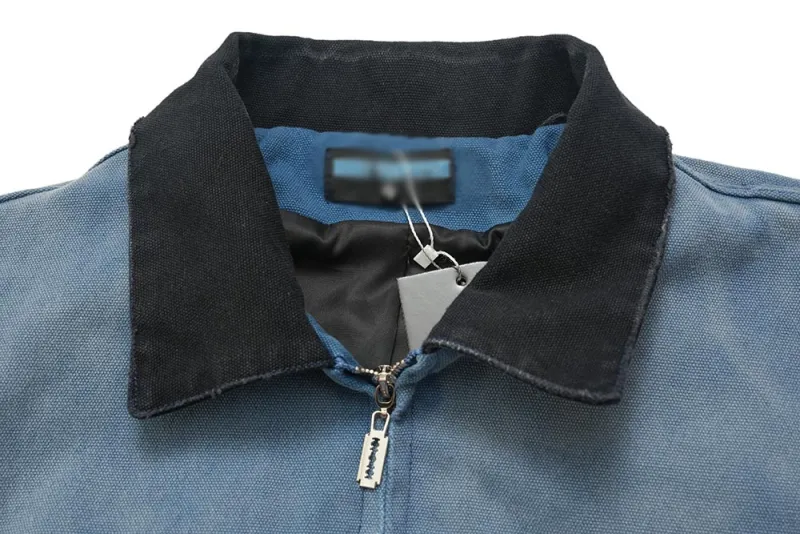 Worn hole spray monkey denim jacket