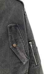 Worn hole spray monkey denim jacket