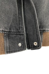 Worn hole spray monkey denim jacket