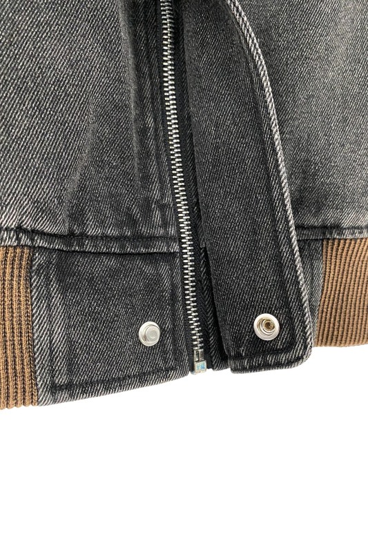 Worn hole spray monkey denim jacket