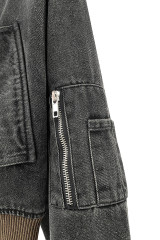 Worn hole spray monkey denim jacket