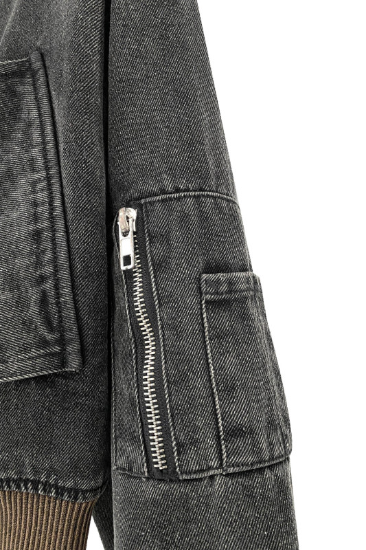 Worn hole spray monkey denim jacket