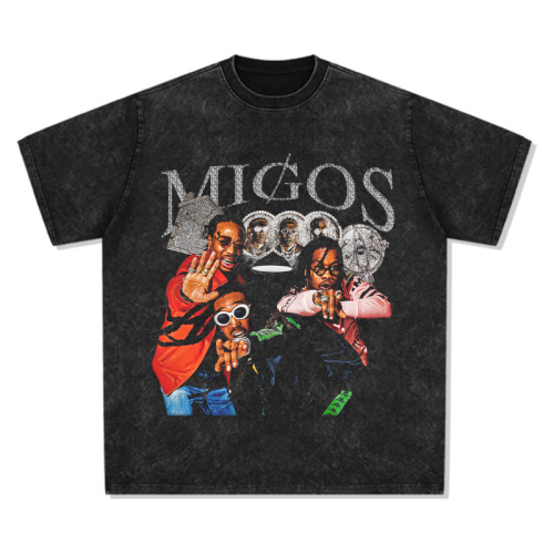 Anime printed trendy brand washed Japanese vintage T-shirt