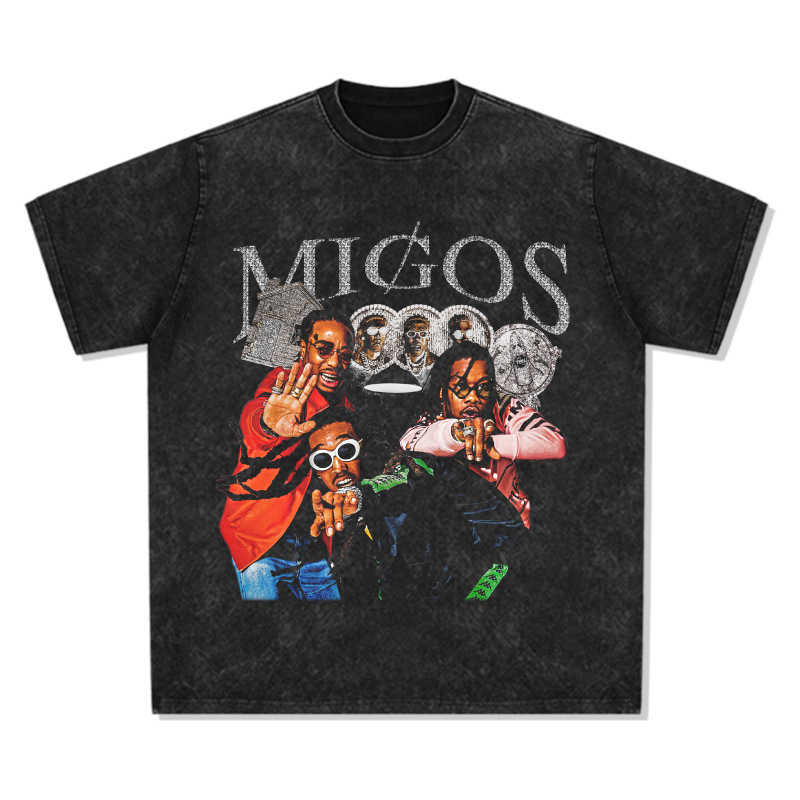 Anime printed trendy brand washed Japanese vintage T-shirt