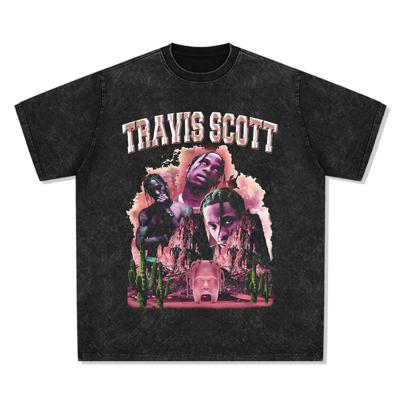 Anime printed trendy brand washed Japanese vintage T-shirt