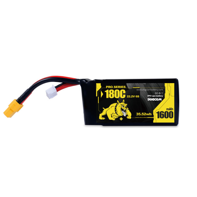 DOGCOM 1600mAh 180C 6S 22.2V Extremely High Discharge FPV Racing Lipo Battery